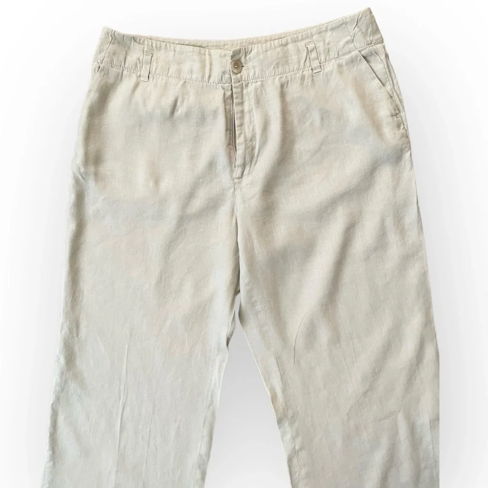 Banana Republic Harrison stretch linen blend wide leg high rise pants size 14L
